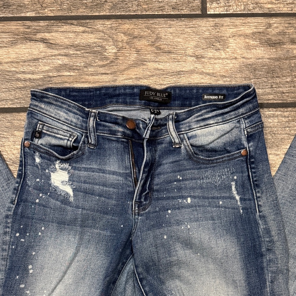 Judy Blue boyfriend fit distressed jeans dark wash size 5/27 - Picture 5 of 12